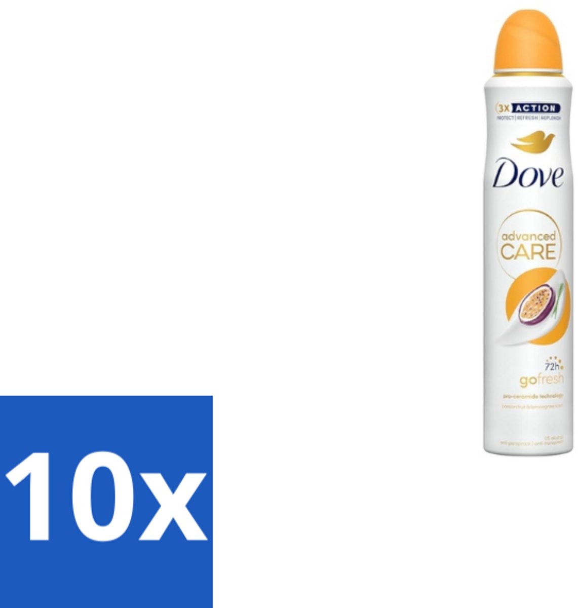 10 x Dove – Deodorant Spray – Passion Fruit – 250 ml - Passievrucht Deodorant - Frisse Deodorant Spray - Passievrucht Geur - Deodorant Spray - Okselhuid Verzorging