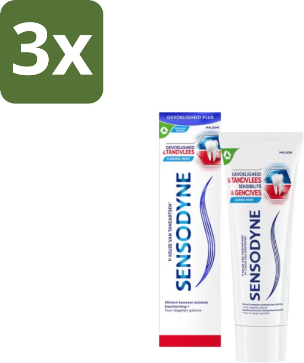 3 x Sensodyne – Tandpasta – Gevoeligheid & Tandvlees – 75 ml - Gevoelige Tanden - Tandvleesbescherming - Tandgevoeligheid - Tandplak - Gaatjes