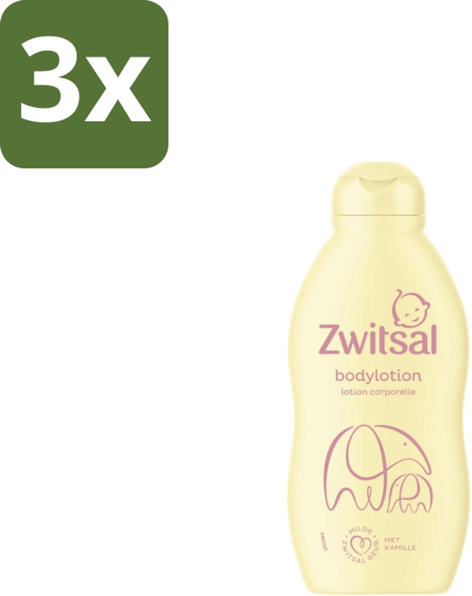 3 x Zwitsal – Bodylotion – Verzorgend – 200 ml - Baby Bodylotion - Zwitsal Bodylotion - Babyhuid Verzorging - Kamille Bodylotion - Gevoelige Huid