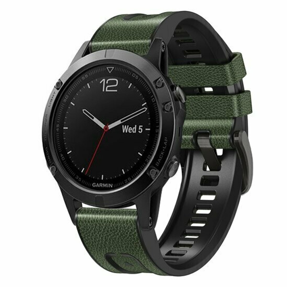 By Qubix - Geschikt voor Garmin bandje - 22mm Quickfit - leer + siliconen bandje - Groen - Geschikt voor Garmin Fenix 9 / 9 pro - 47mm