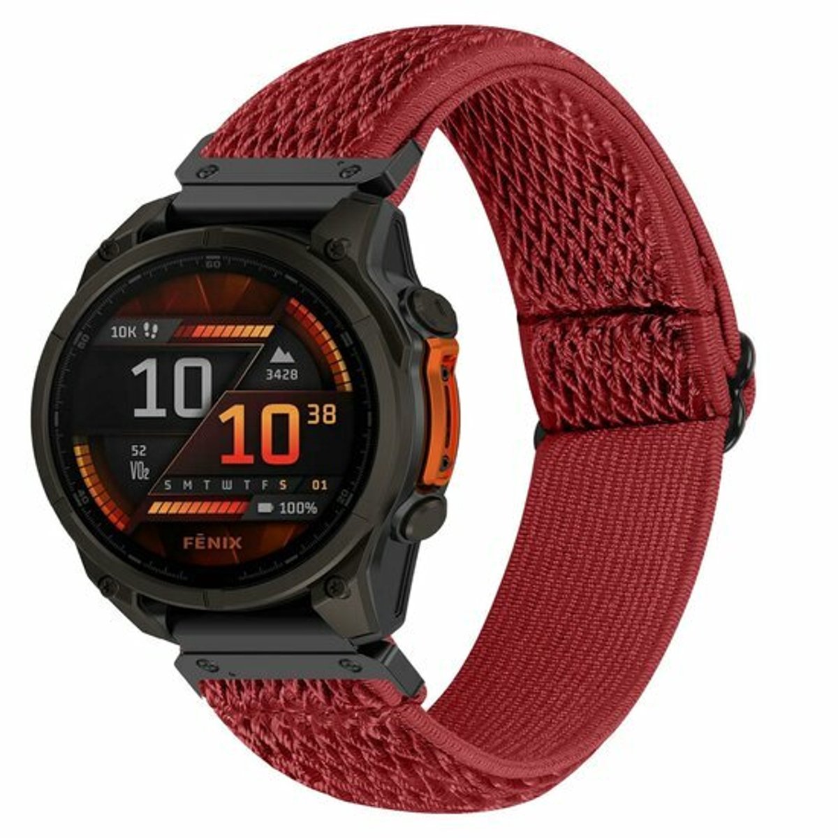 By Qubix - Geschikt voor Garmin bandje - 22mm Quickfit - Elastische Solo Loop nylon bandje - Rood - Geschikt voor Garmin Fenix 9 / 9 pro - 47mm