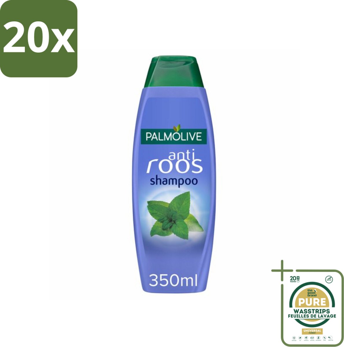 20 x Palmolive Shampoo Anti-Roos 350 ml - Grootverpakking - Anti-roos Shampoo - Wilde Munt Shampoo - Roosbestrijdend Shampoo - Gezonde Hoofdhuid - Verfrissend Haar