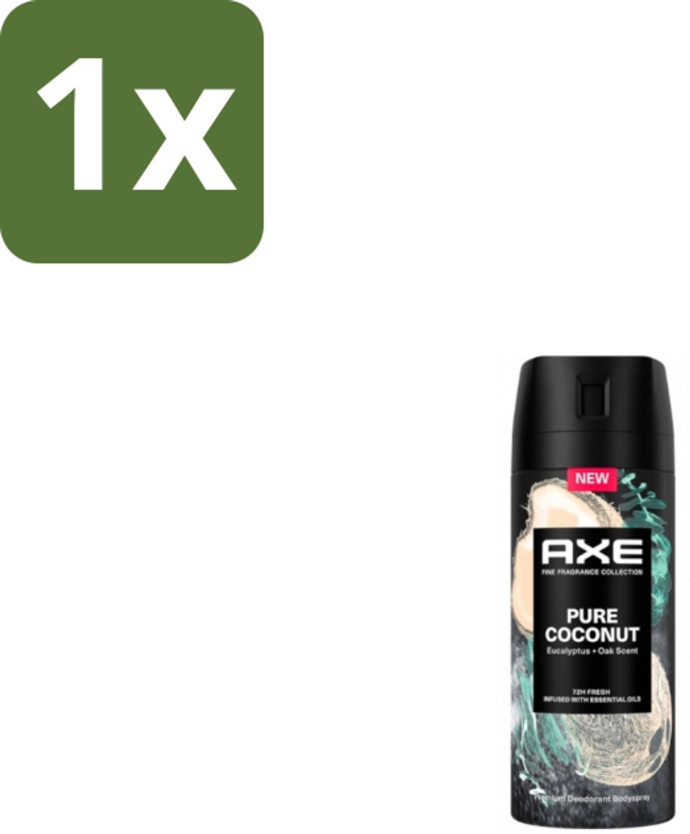 1 x Axe – Deodorant Spray – Pure Coconut – 150 ml - Deodorant Spray - Kokosgeur - Frisheid - Transpiratiegeur - Mannelijke Deodorant