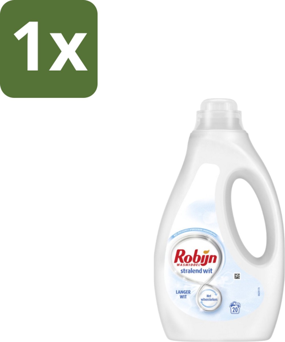 1 x Robijn – Vloeibaar Wasmiddel – Stralend Wit – 20 wasbeurten - Stralend Wit Wasmiddel - Witte Was - Wasmiddel Voor Witte Kleding - Witversterker - Frisse Geur Wasmiddel
