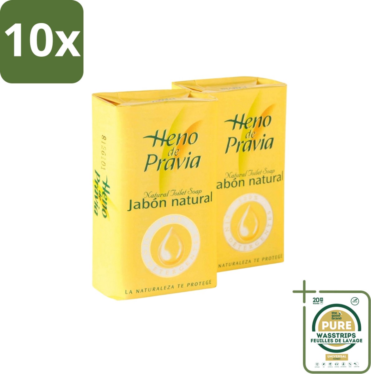 10 x Heno – Zeep – Traditioneel – 115 g - Grootverpakking - Heno De Pravia Zeep - Spaanse Geur - Natuurlijke Zeep - Harde Zeeptablet - Zeep Met Grasgeur