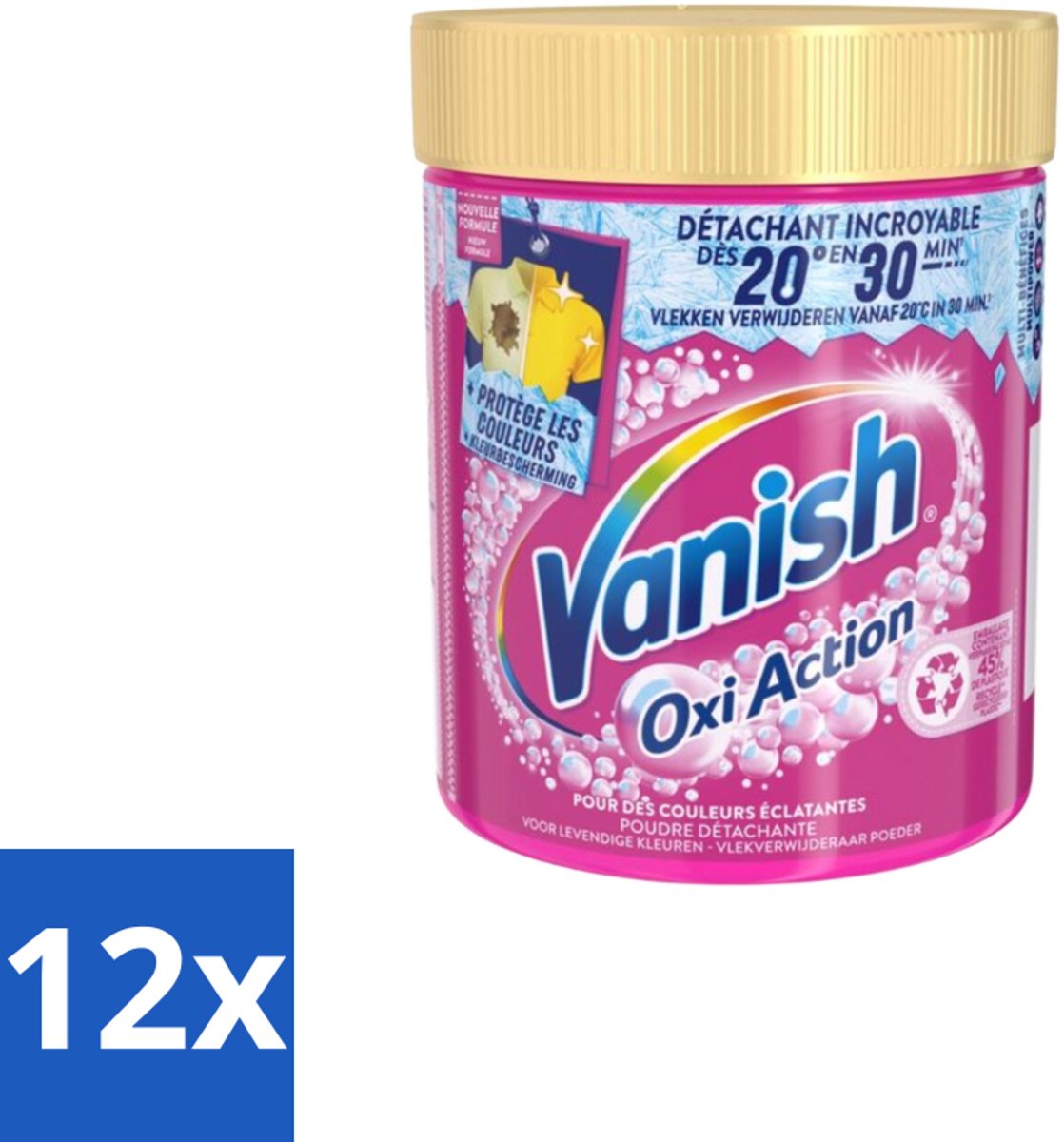 12 x Vanish – Wasbooster Poeder – Oxi Action Gekleurde Was – 470 g - Wasbooster - Kleurbehoud - Vlekverwijdering - Wasmiddel - Anti-verkleuring