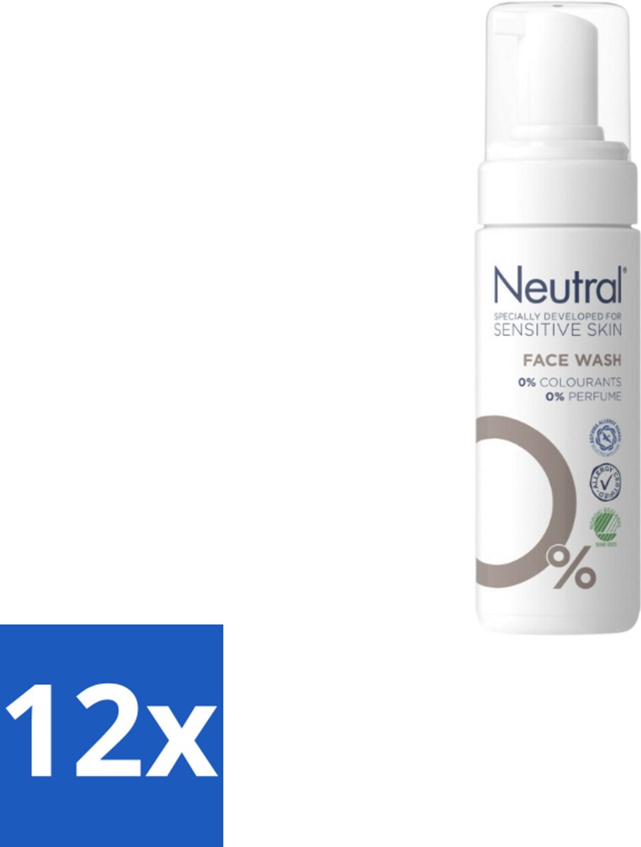 12 x Neutral – Gezichtsreiniging – Face Wash 0% Parfumvrij – 150 ml - Gezichtsreiniger - Huidverzorging - Gevoelige Huid - Milde Reiniging - Crème Verwijderen