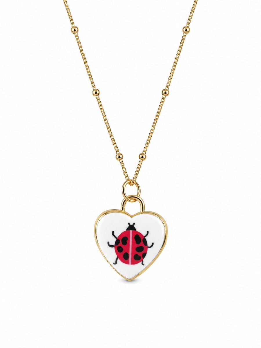 Meisjesketting- Ketting Meisje Hartje- Ketting Lieveheersbeestje- Meisjesketting Hart- Meisjesketting Lieveheersbeestje- Goudkleurige Meisjesketting met Hartje- Kinderketting Lieveheersbeestje- Kind- LiLaLove- Cadeau Meisje
