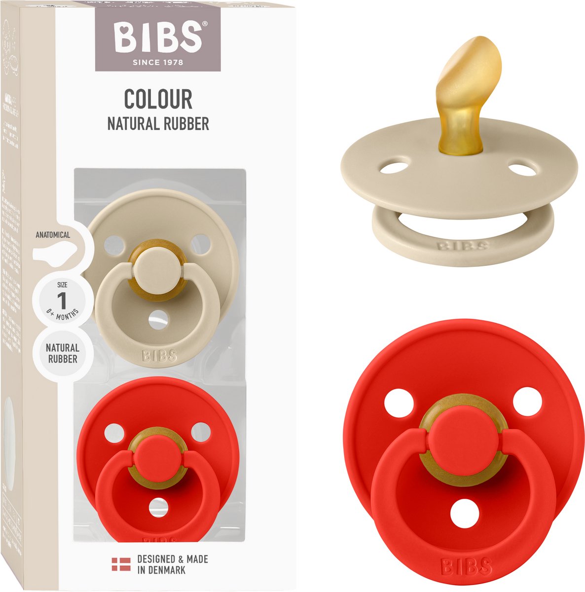 BIBS Colour Fopspeen - 0-6 mnd - 2-pack - Anatomisch - Vanilla/Candy Apple