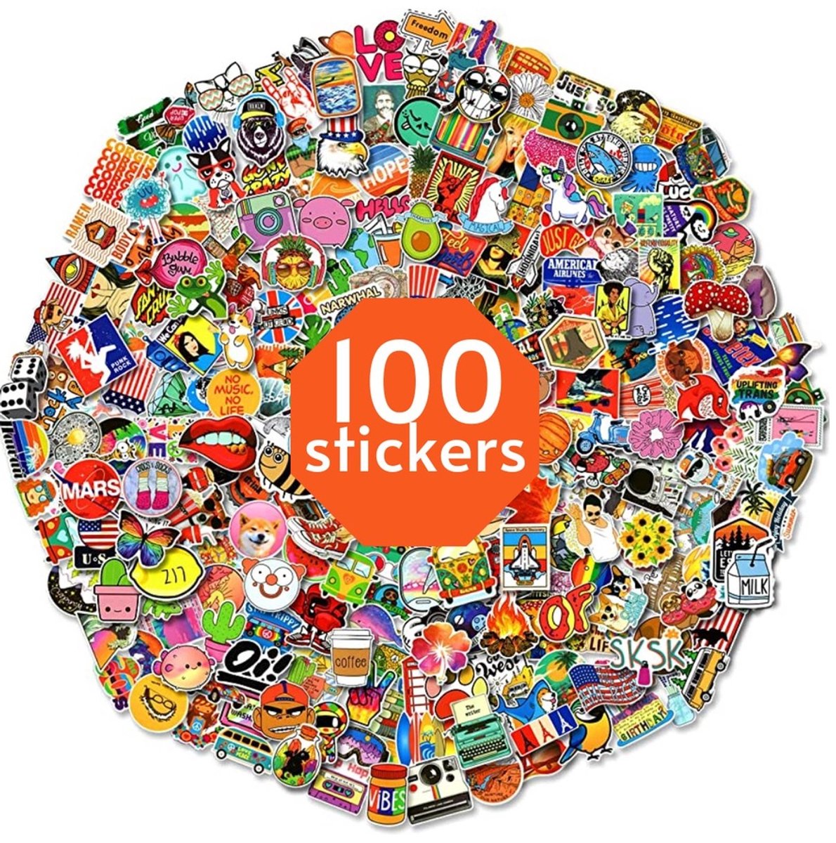 100 Mystery Stickers – Grappige Plaatjes, Karakters & Stickerbomb