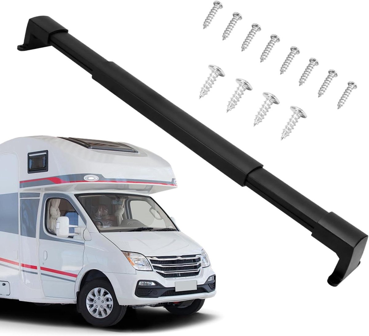 Schermdeur Handgreep - Instapsteun Caravan - Veilig Instappen - Verstelbare Lengte - 295 cm - Zwart