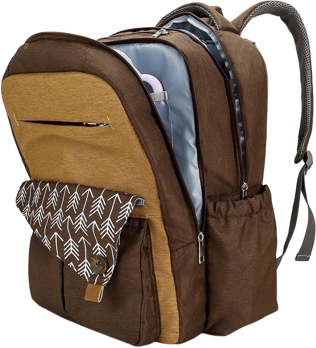 Luiertas Rugzak - Baby Organizer - Baby Verzorgen - Grote Capaciteit - 43x30x19cm - Bruin