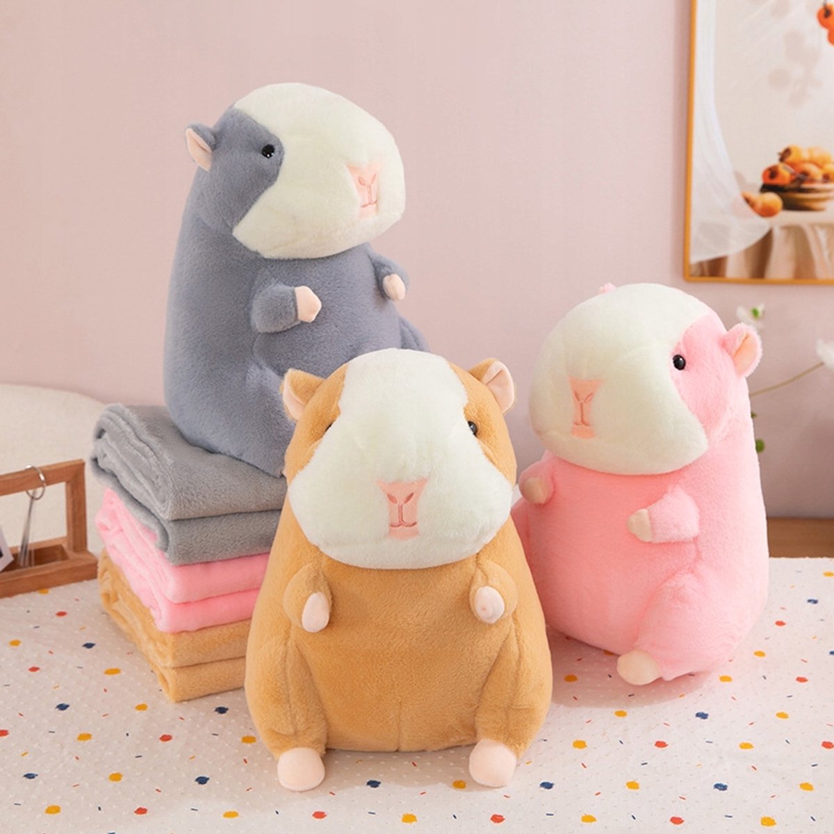 Pluche Dierenkussen met Dekentje - Hamster/Cavia/Chinchilla