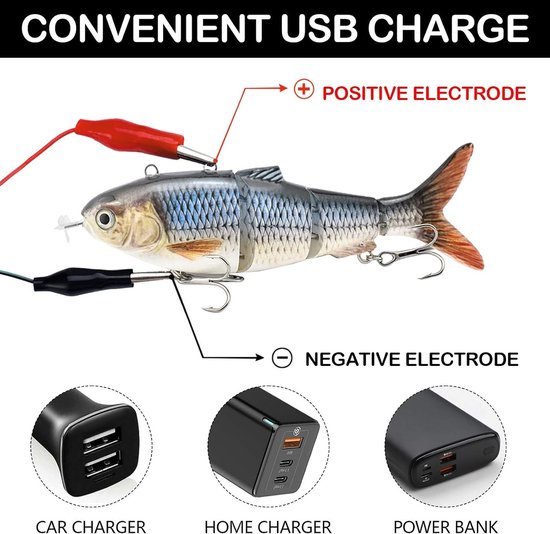 Multigelenkige elektrische visaas van 13 cm voor snoek met groene LED-verlichting, oplaadbaar en ideaal voor het vissen op grote vissen — afbeelding 4