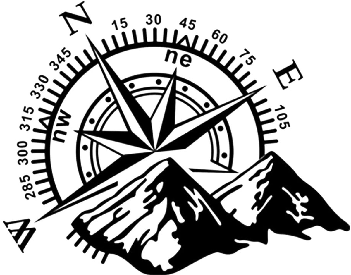 Elzusha - Compass Sticker voor Auto - Universele PVC Sticker voor RV en SUV
