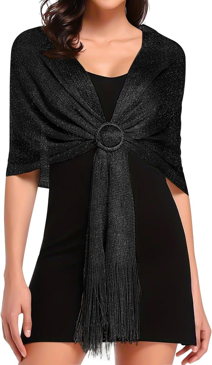 Elzusha - Sparkling Metallic Sjaals voor Vrouwen - Stijlvolle Avondwrap voor Feestjes