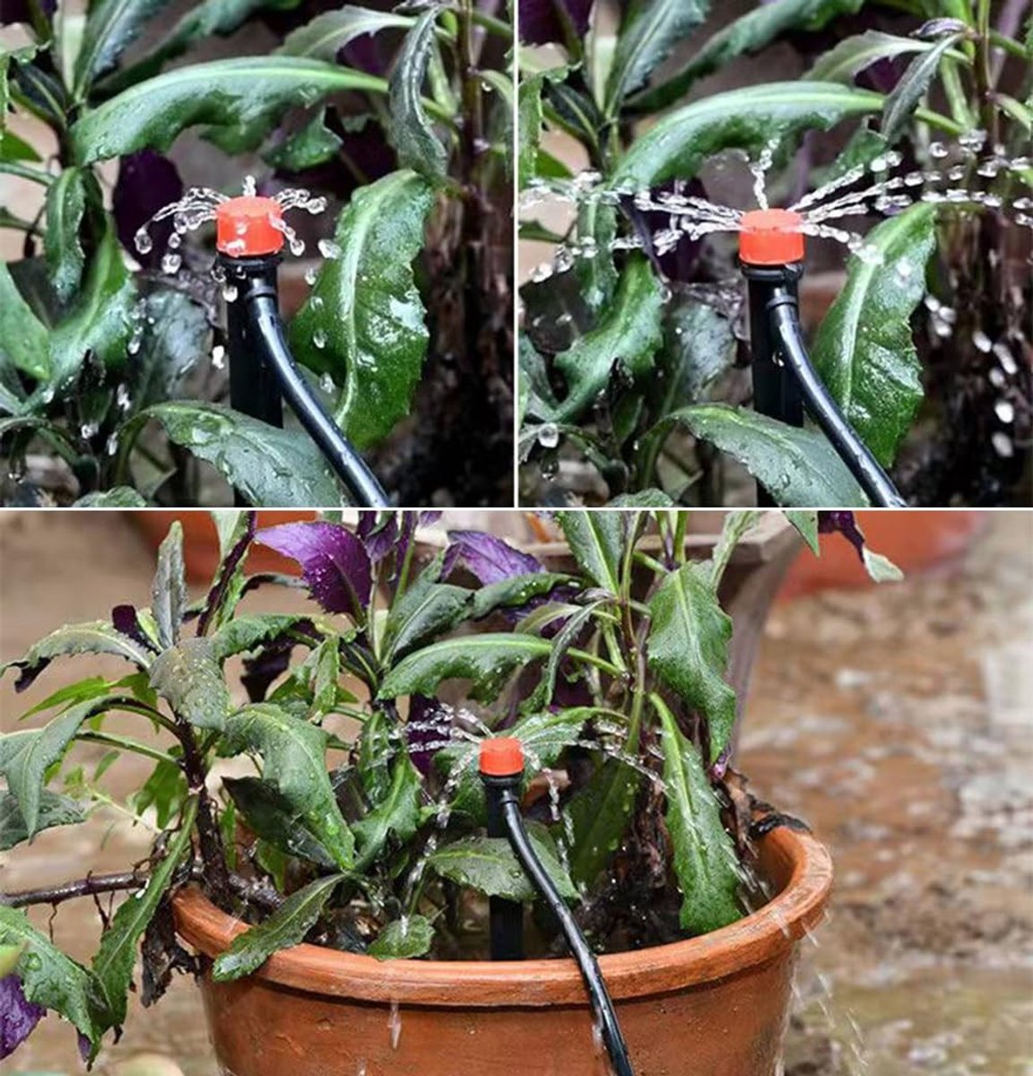 360 Graden Verstelbare Drip Spotlights met 8 Gaten - Irrigatie Druppelaars voor Tuin, Kassen en Potplanten - Instelbare Waterstroom voor 1/4 Inch Slangen - 50 Stuks