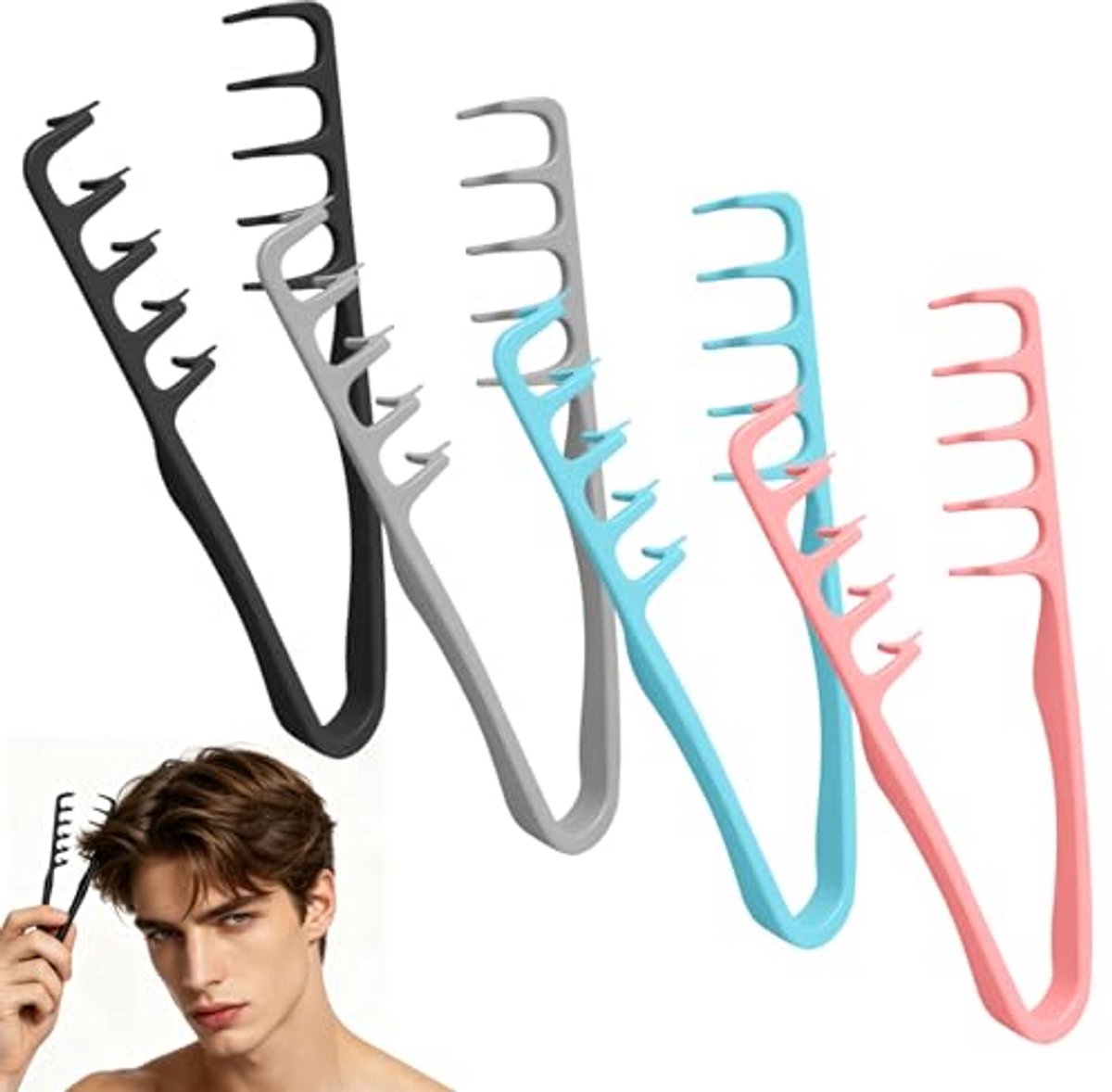 4-delige Haarstyling Kamset, Volume Kam voor Haarwortels, Toupeer- en Krulkam, Voor Dames en Heren, voor Meer Haarvolume