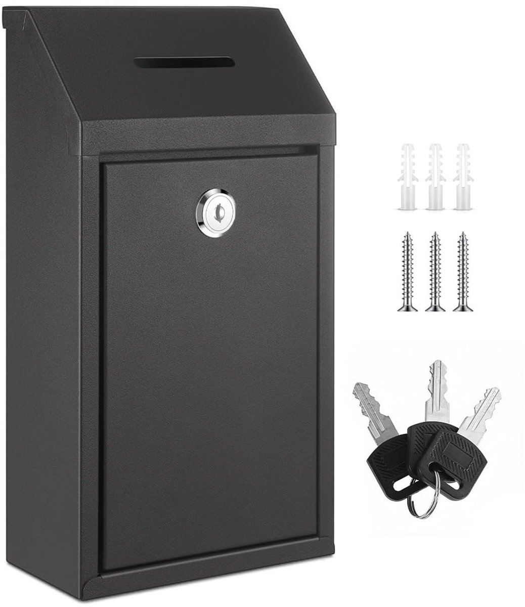 Elzusha - Wandmontage Donatiebox met Slot en Weerbestendige Constructie