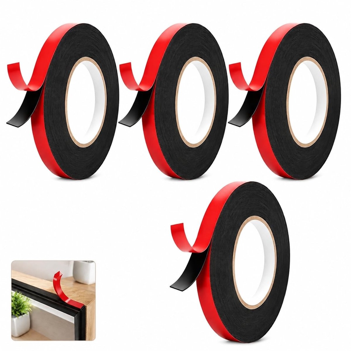 Elzusha - Set van 4 Dubbelzijdige Foam Tape (10 mm x 10 m)