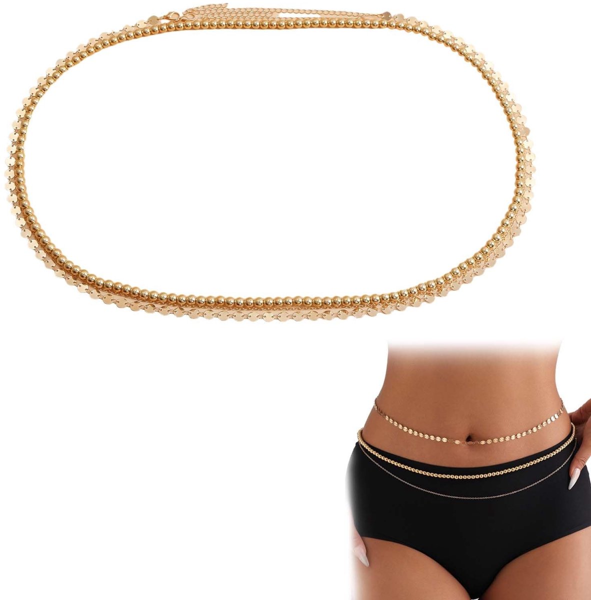 Elzusha - Gouden Taille Ketting Set van 2 Dames