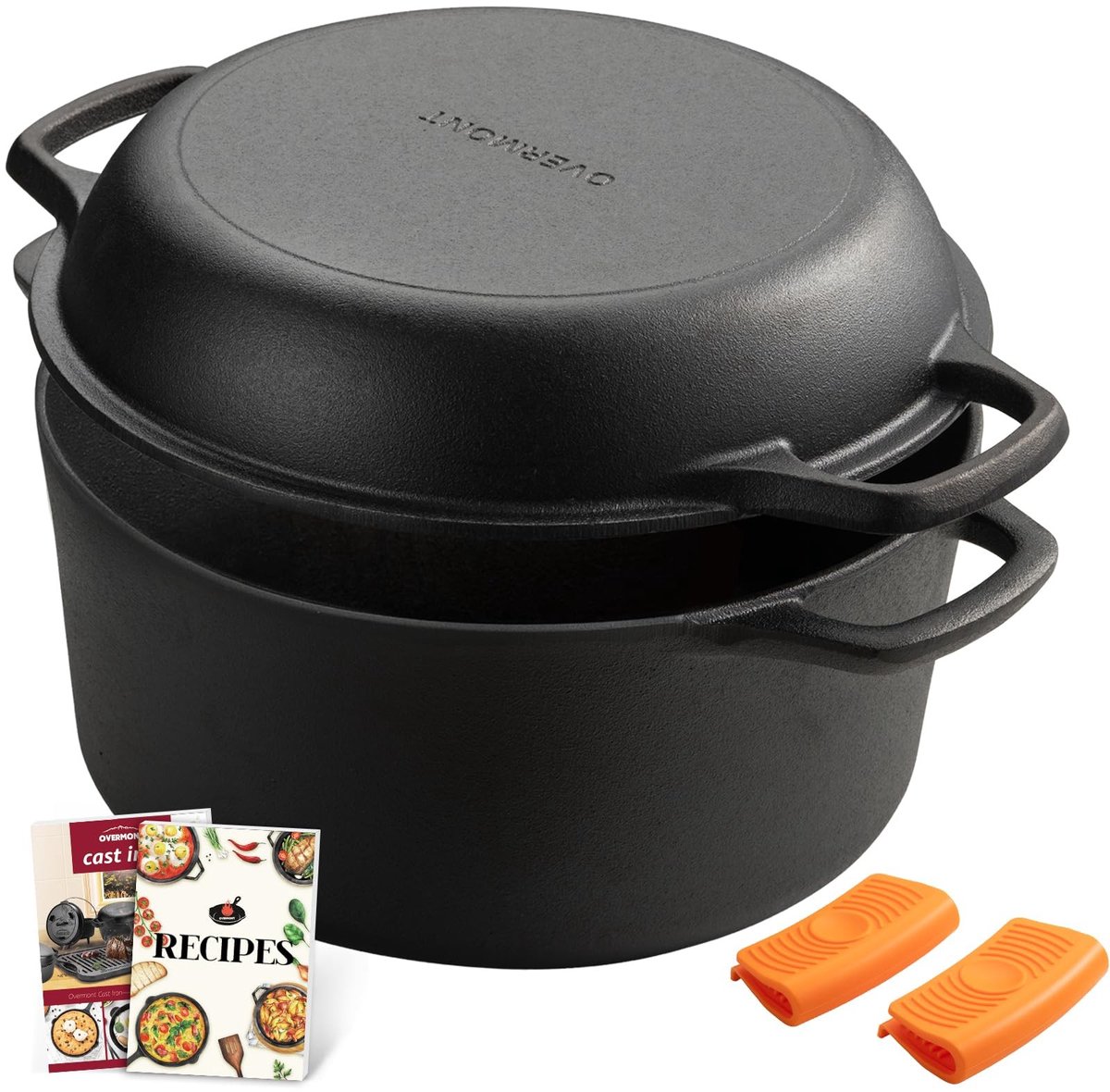 Elzusha - 2-in-1 Gietijzeren Braadpan met Kookboek - 7QT