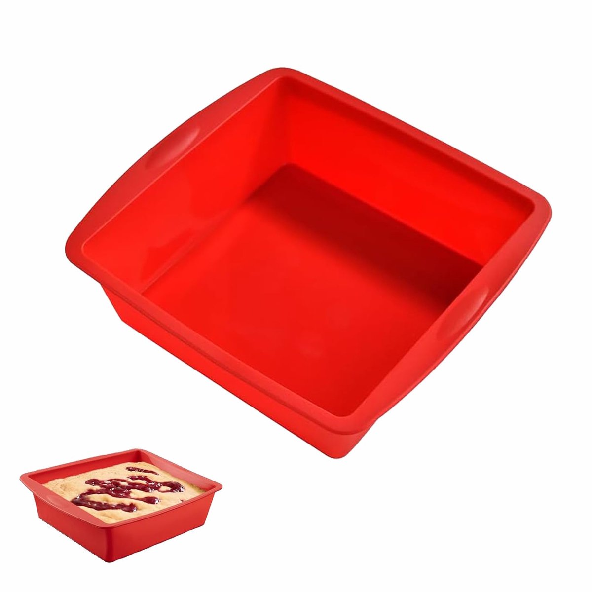Elzusha - 2 Stuks Siliconen Bakvormen - Antiaanbak Vierkante Taartvorm 20 cm