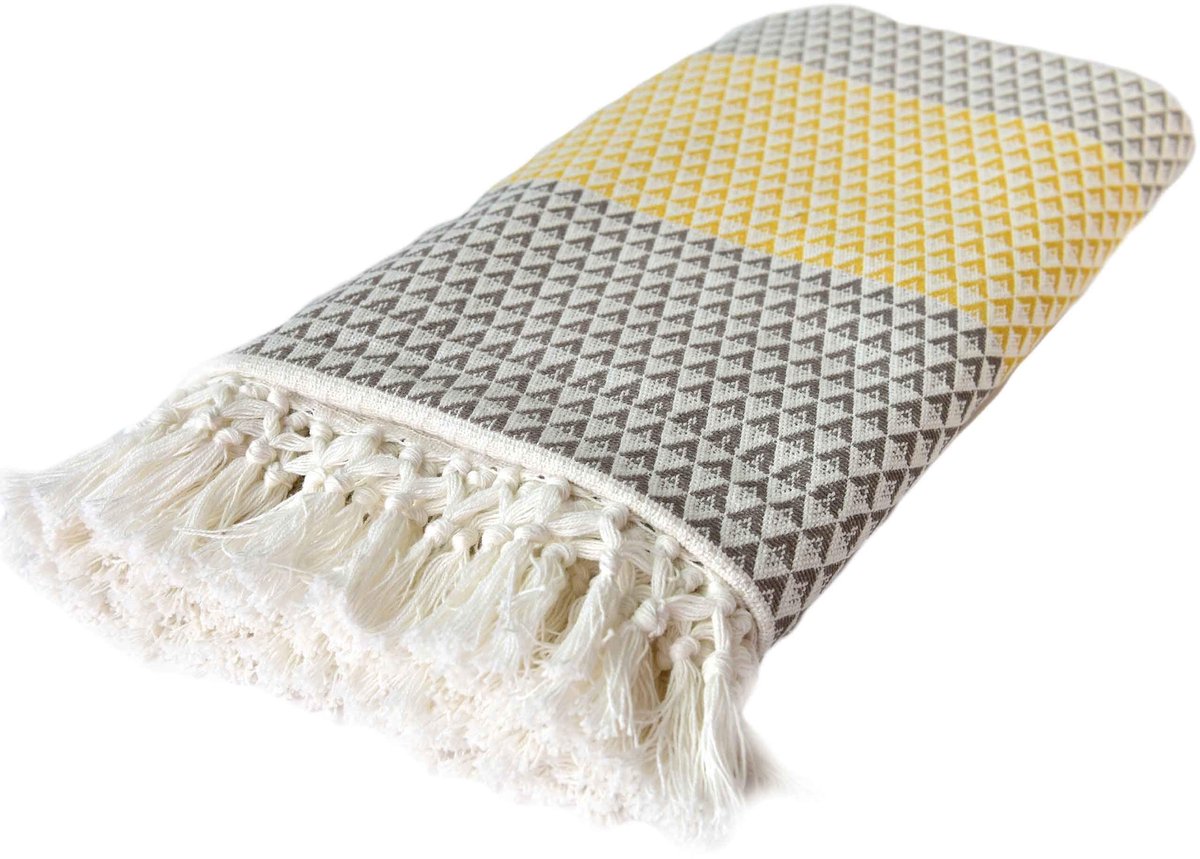 Elzusha - Plaid Dana - 150x200 cm - Boho Cotton Blanket - Cozy Sofa Bedspread