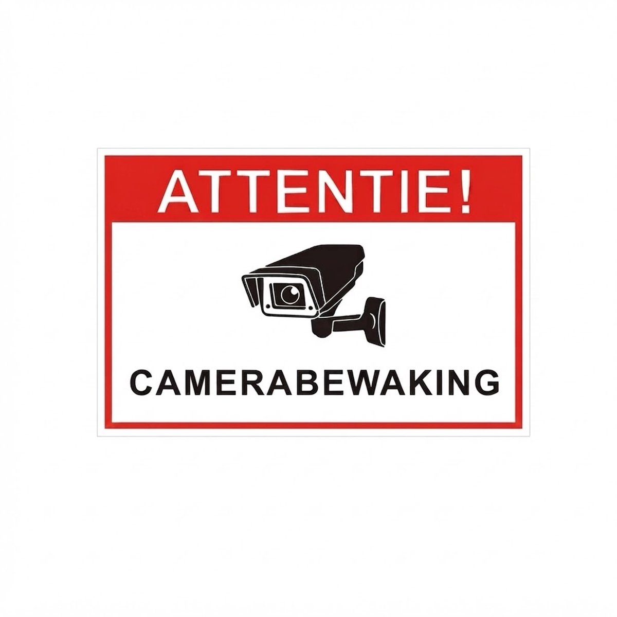 Camerabewaking Sticker - Attentie! - 15x10 cm - 2 Stuks - Preventieve Beveiligingssticker - Rood/Wit - CCTV