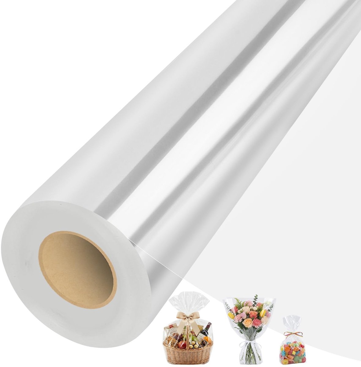 Elzusha - Transparante Cadeaufolie Rol 80cm x 36m voor Geschenken en Bloemenverpakking