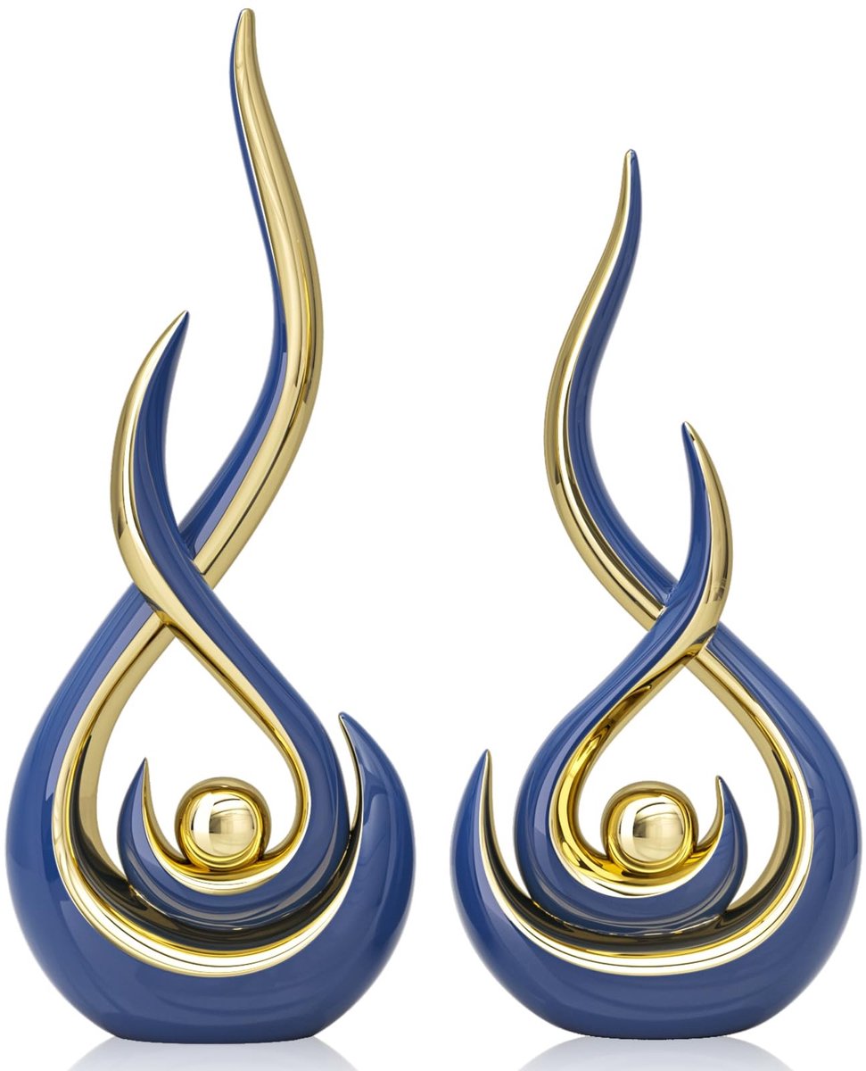 Elzusha - Moderne Abstracte Blauw Keramische Decoratie - Sculptuur voor Tafel