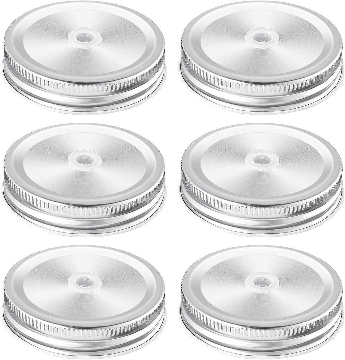 Set van 6 RVS Luchtdichte Deksel voor Mason Jars - 70mm Geschikt voor Reguliere Opening, Ideaal voor Inmaken en Bewaren
