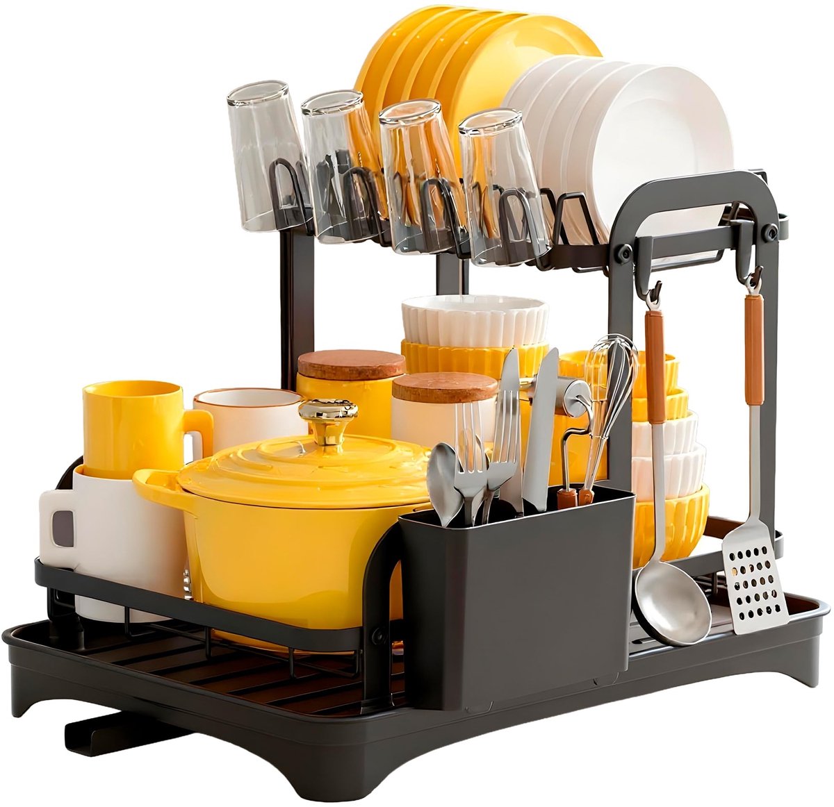 Elzusha - 2-Tiers Afdruiprek met Automatische Afvoer