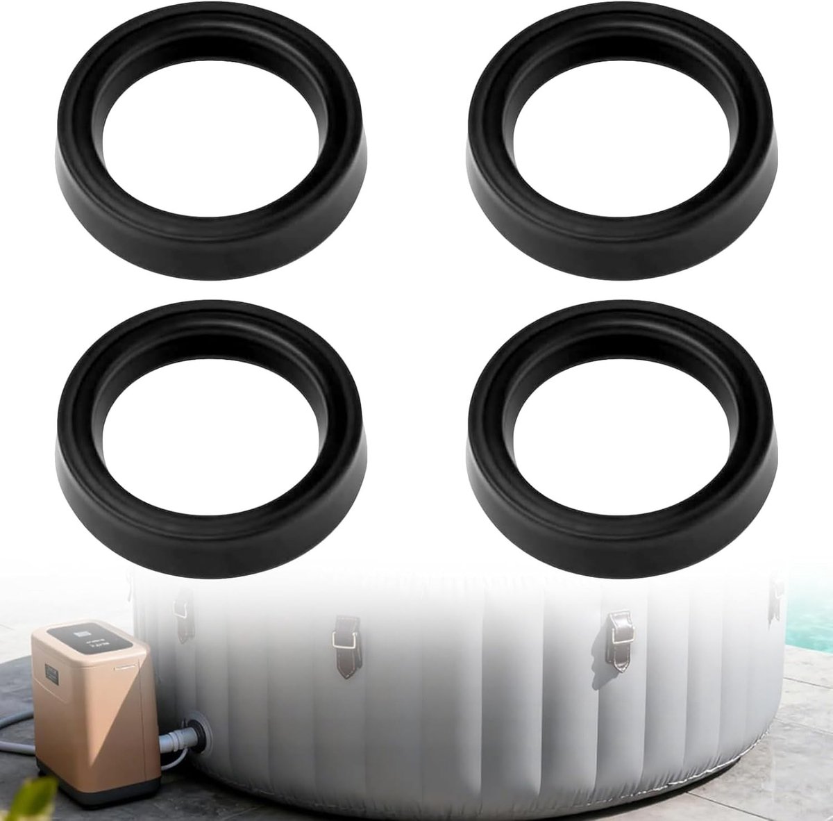 Set van 4 Vervangingsafdichtingen voor Spa's, Eenvoudige Installatie, Voorkomt Lekkages en Houdt Water Vast, Ideaal voor Spa Filters en Onderhoud