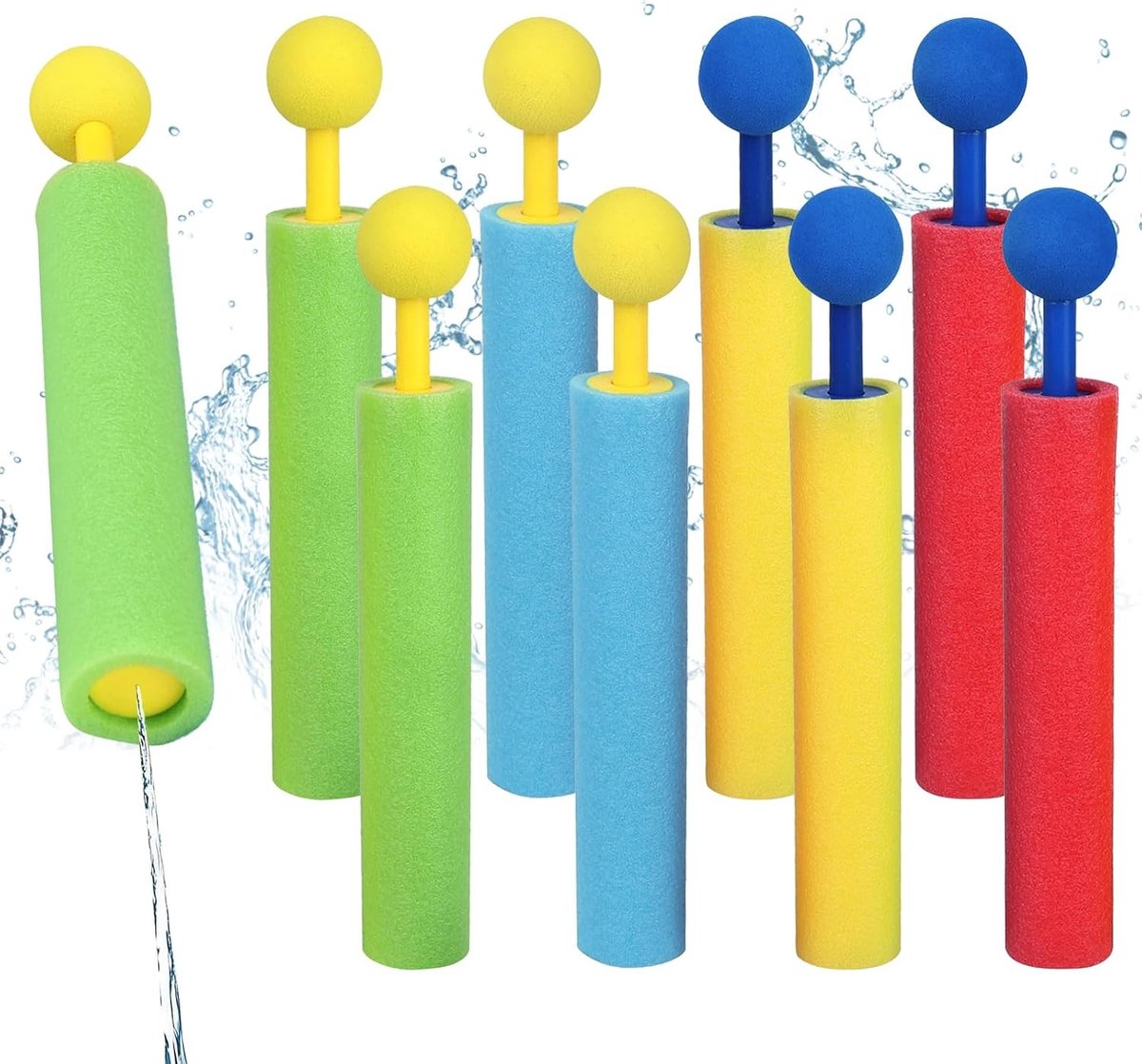 Set van 8 Waterpistolen voor Kinderen, Schuim Waterpistool, 21,5 cm, Buitenactiviteiten, Strandplezier, Tuinspellen, Watergevechten en Speelgoed voor Kinderen