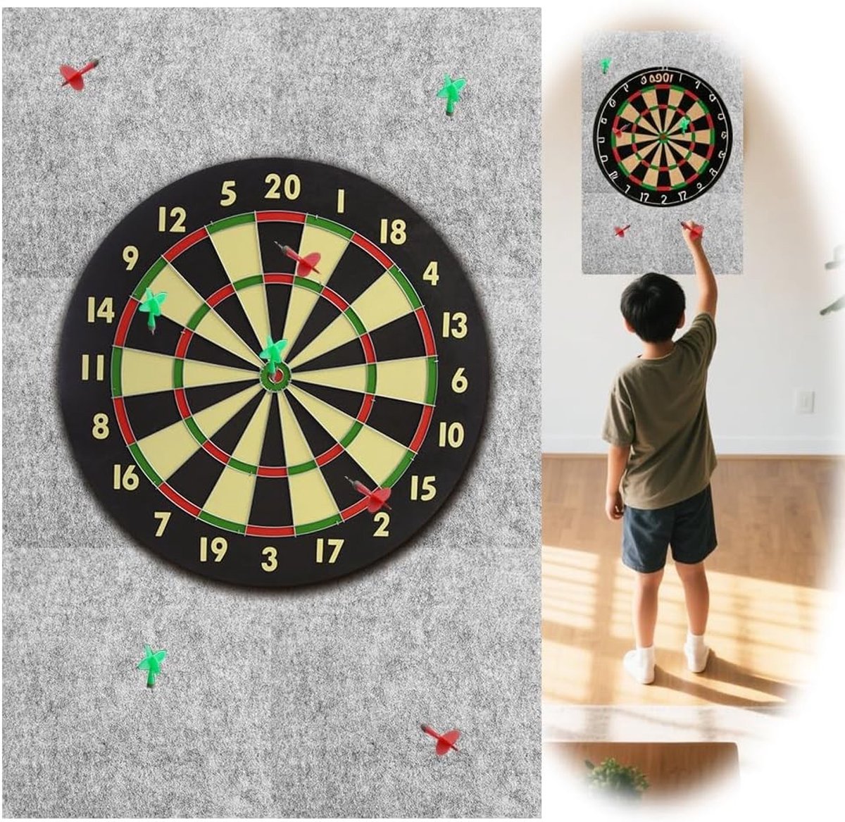 Dartbord Wandbeschermer, Wandafwerking voor Dartborden, Vilt Wandbescherming, Zelfklevende Bescherming voor Dartborden, Ideaal voor Thuisgebruik en Speelkamers
