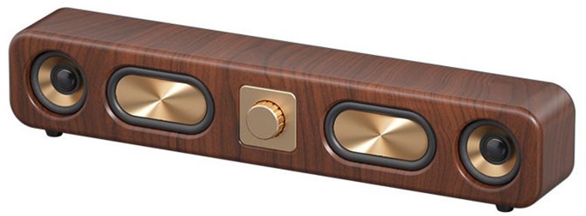 Bluetooth-luidspreker, ondersteunt USB/AUX/TF-kaart, stereogeluid, hoge audiokwaliteit, retro design, 2400 mAh batterij, bruine kleur.