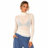 Mesh trui dames - Lange mouwen - Doorzichtig - Coltrui - Wit