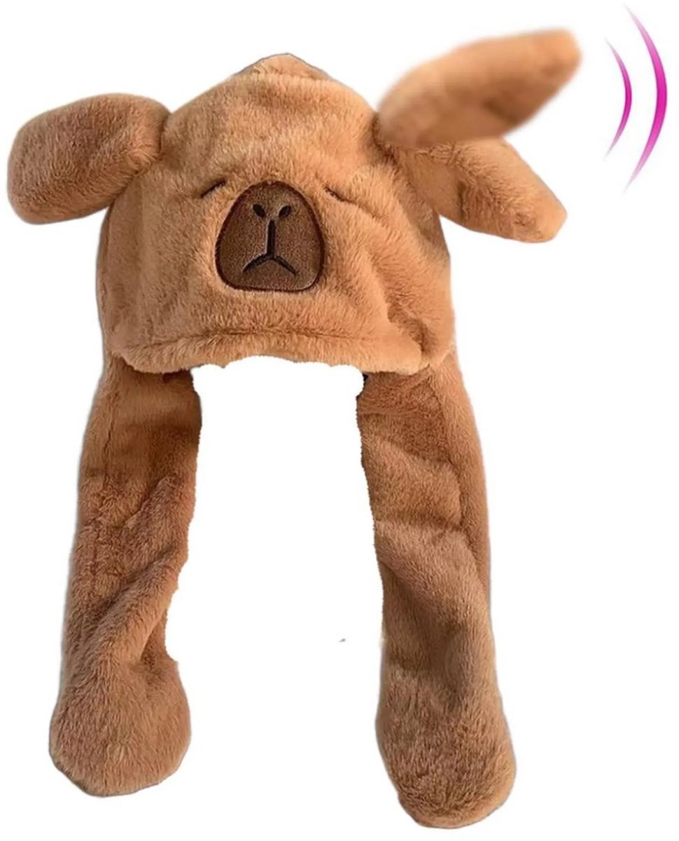 casalora - Pluche Oorflap Hoed voor Kinderen - Capybar-muts met beweegbare oren - Geschikt voor rollenspel-fotofeestjes
