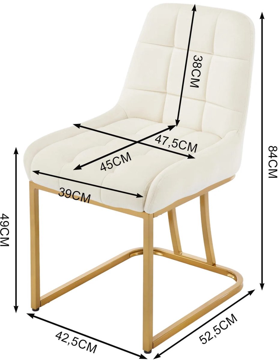 Klarven® Eetkamerstoelen Set van 2 Zwart - Ergonomische Rugsteun, Velvet Bekleding - Stabiel Metalen Frame, Draagvermogen 150 kg - Zithoogte 49 cm, B 39 x D 45 x H 84 cm