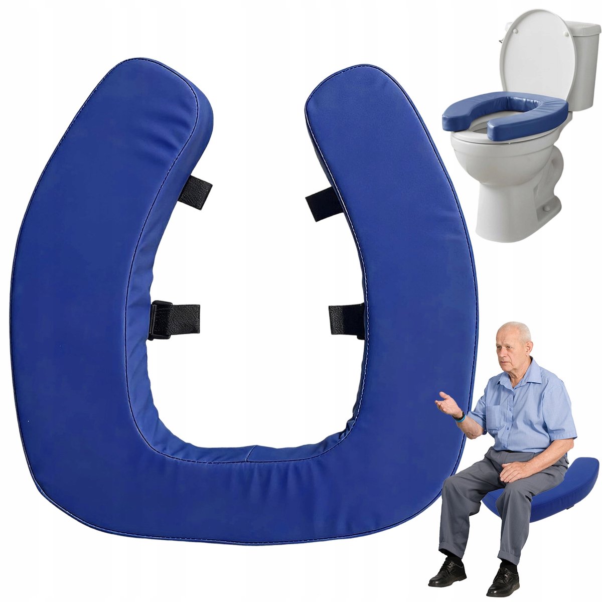 Toiletverhoger - Verhoogde WC Bril - Toiletbril met Zuignappen - Verdikte Schuimvulling - 5 cm Verhoogd - 113 kg Draagvermogen - Antislip - Ronde & Ovale Toiletten - Makkelijk Opstaan - Voor Senioren & Mobiliteitshulp & Herstel