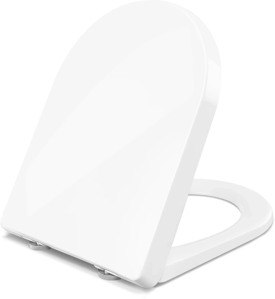 Klarven® Toiletbril Wit - Soft-close Scharnier - Stille sluiting, Antibacterieel en Eenvoudig schoon te maken - D-vorm B 36,1 x D 47,5 cm
