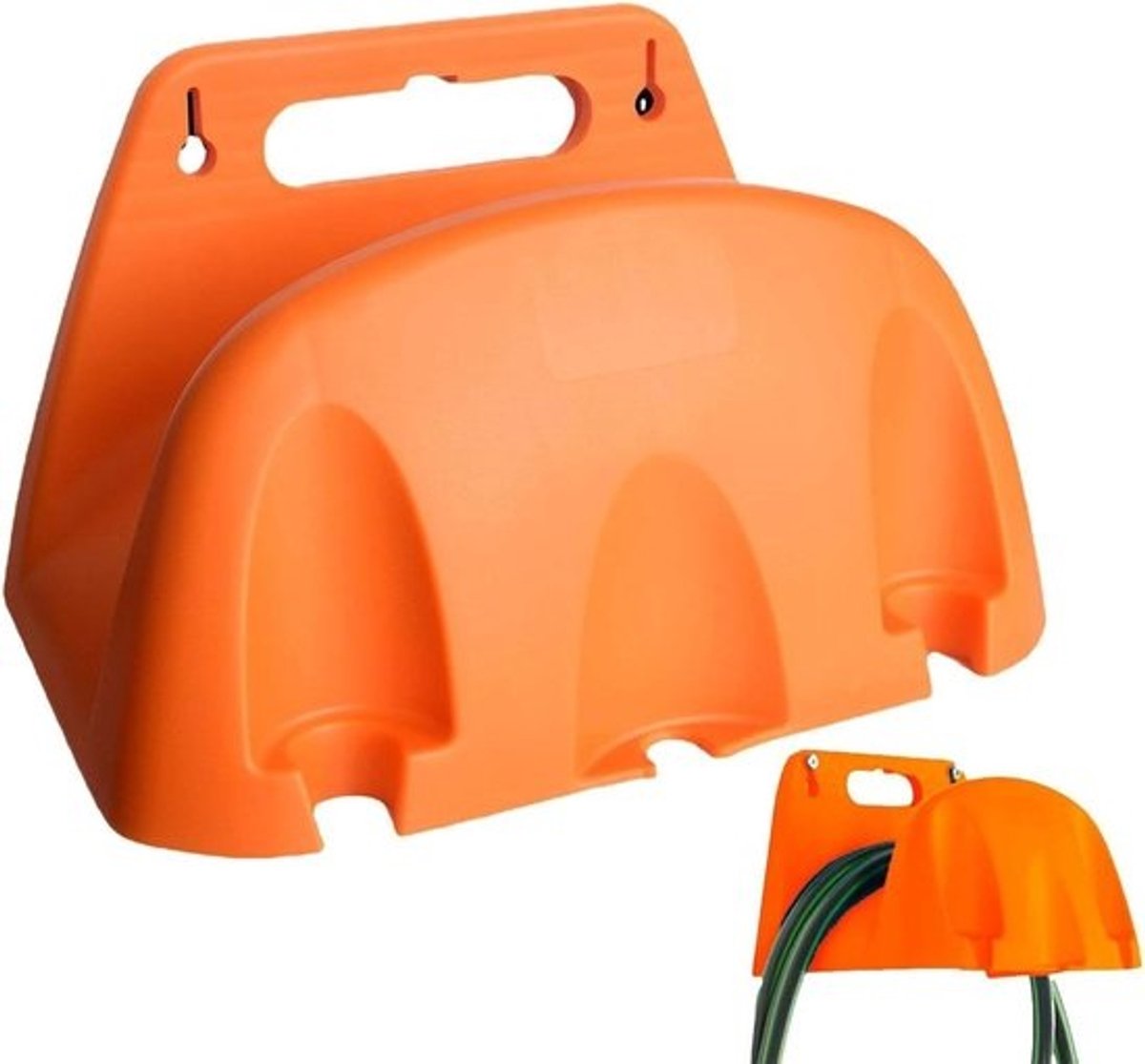 Slanghouder voor wandmontage - Slangenopberger - Tuinorganisatie - Robuuste constructie - 22.5 x 15.8 cm - Oranje
