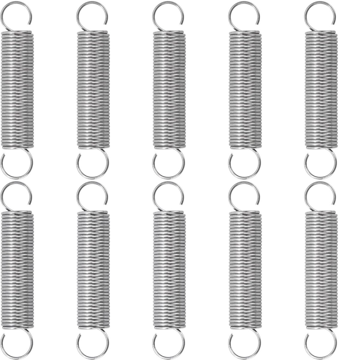 Tension Springs 30 mm met Haken, RVS Veer met Buiten Diameter 6 mm, 10 Stuks voor Diverse Toepassingen