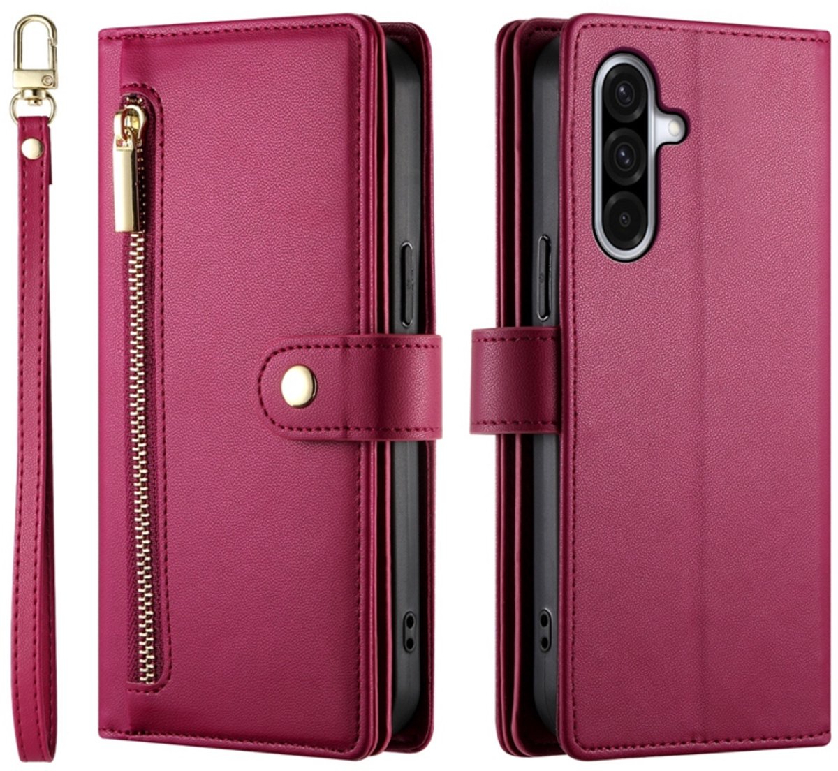Luxe Portemonnee - Etui Hoes Tas geschikt voor Samsung Galaxy A27 - Met Schouder - Draagkoord - Rood