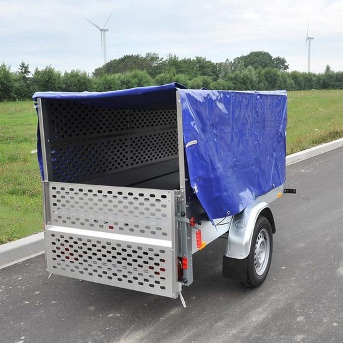 Polyester Aanhangerhuif 209 x 114 x 88 cm Blauw - Water- en Weerbestendig Zeil
