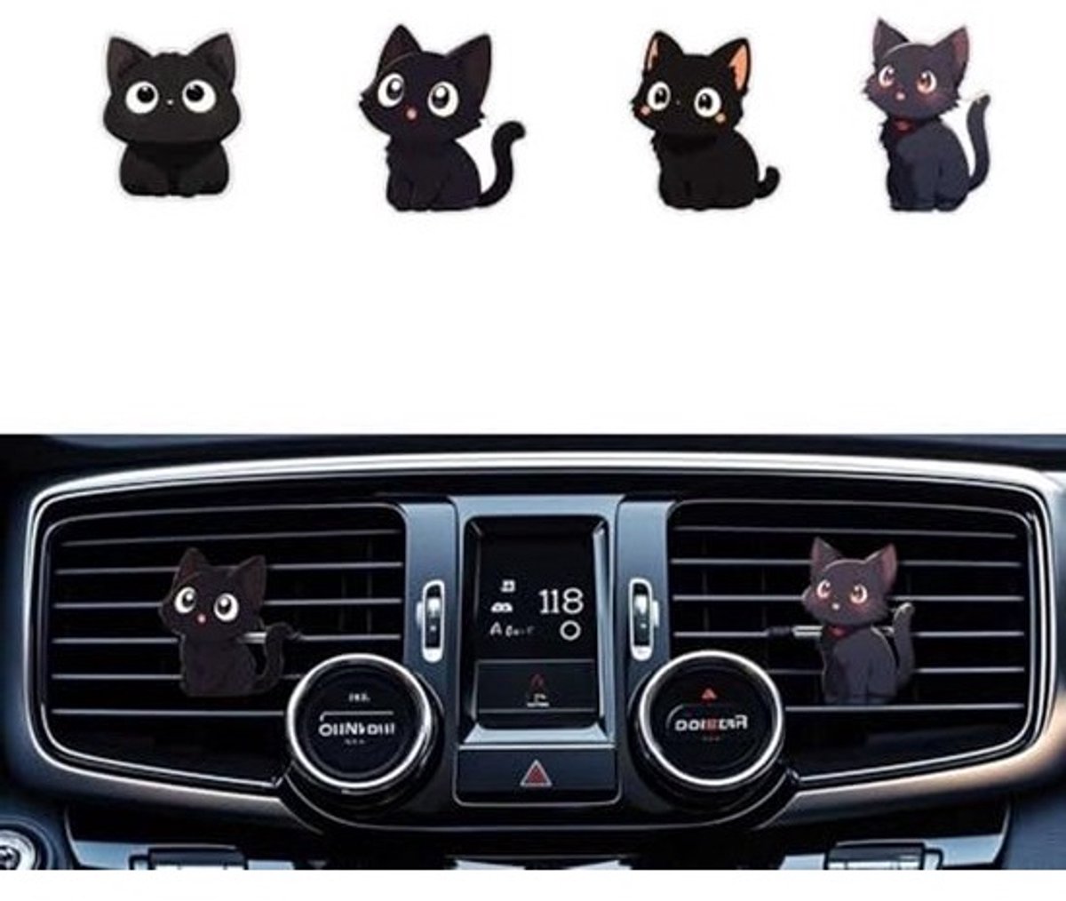 Schattige Zwarte Kat Auto Luchtverfrisser Clip - Ventilatie Decoratie Accessoire