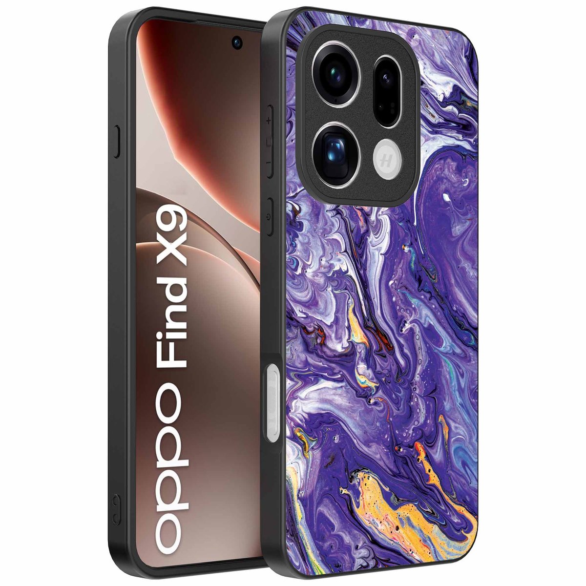 Geschikt voor Oppo Find X9 Telefoonhoesje met Paars Goud Marmer Opdruk - TPU Backcover Case Purple Gold Marble Design - Paars Goud - Smartphonica geschikt voor Oppo Find X9