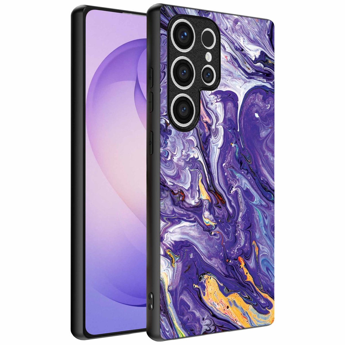 Geschikt voor Samsung Galaxy S26 Ultra Telefoonhoesje met Paars Goud Marmer Opdruk - TPU Backcover Case Purple Gold Marble Design - Paars Goud - Smartphonica geschikt voor Samsung Galaxy S26 Ultra