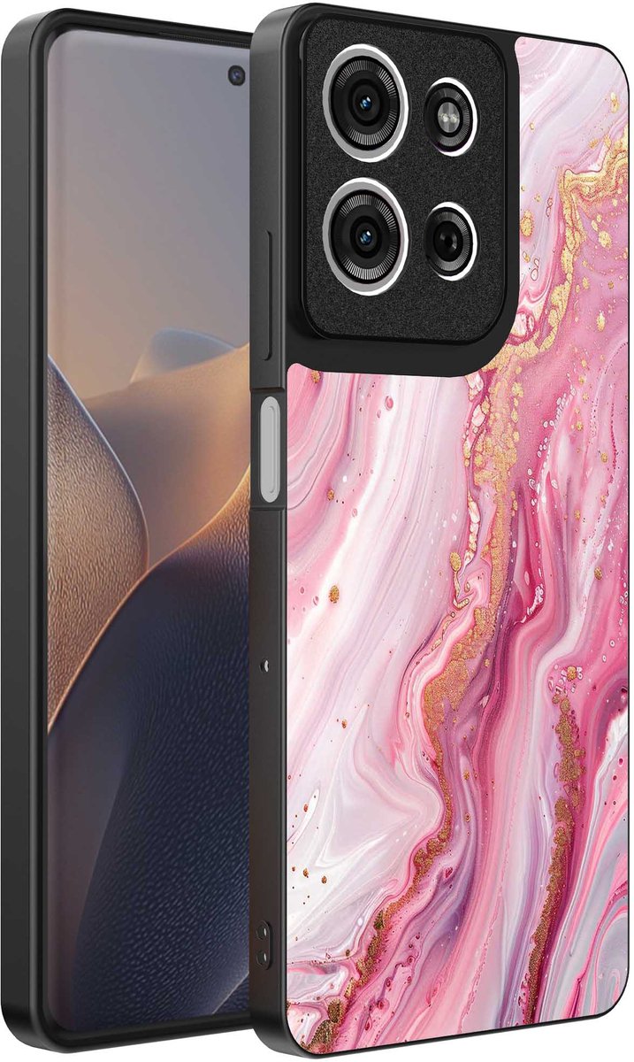 Geschikt voor Motorola Edge 60 Fusion Telefoonhoesje met marmer opdruk - TPU backcover case marble design - Roze - Smartphonica geschikt voor Motorola Edge 60 Fusion